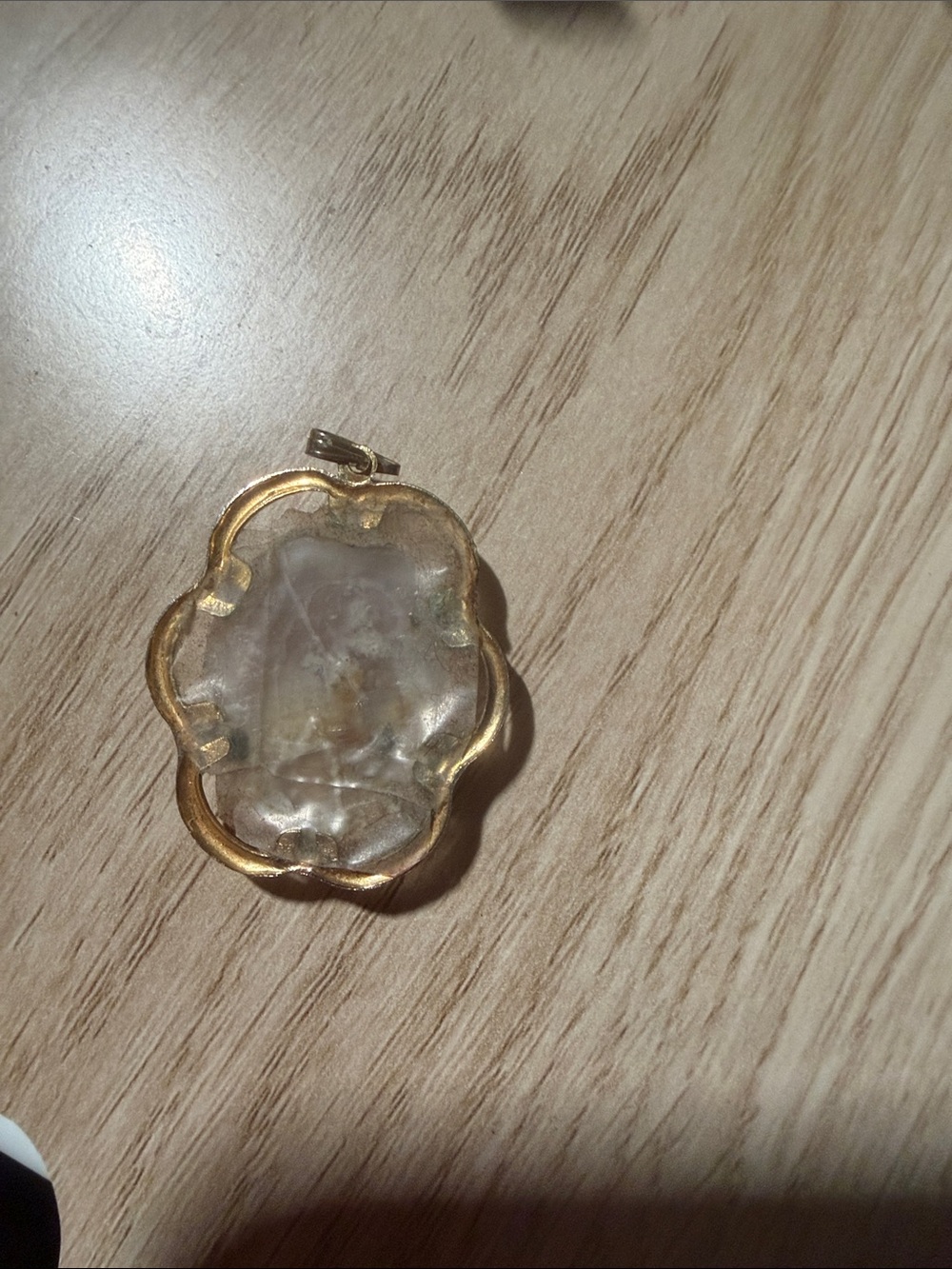 Gold-Tone Brown & Cream Agate Pendant Necklace - Picture 3 of 7